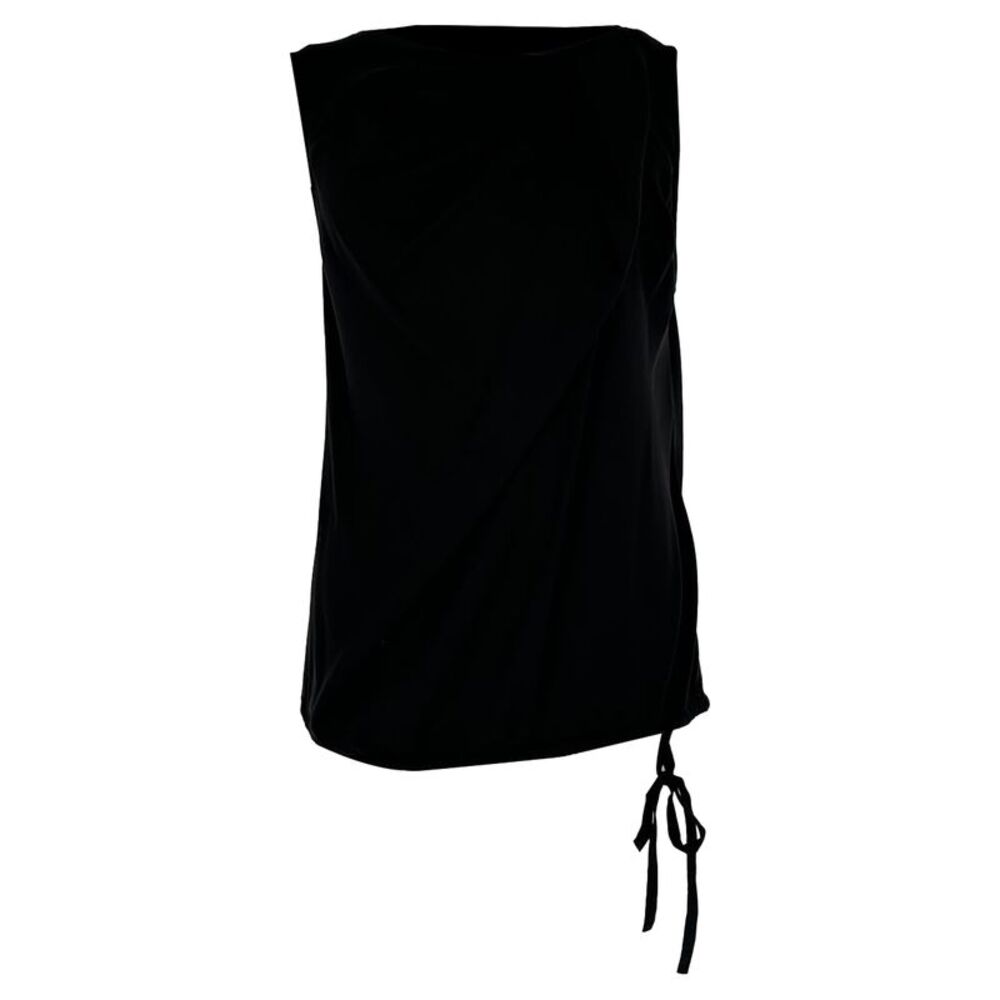 Theory Boat Neck Sleeveless Top in Black Silk